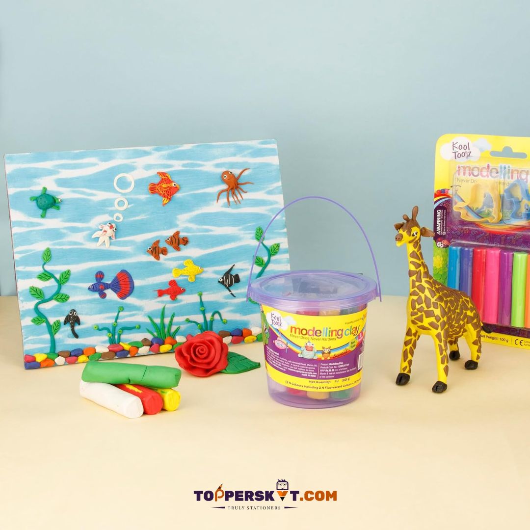 Kores Kool Clay Bucket - 225 gm: Inspire Young Minds with Vibrant Shades, Molds, and Safe Creativity ( Pack of 1 ) - Topperskit LLP