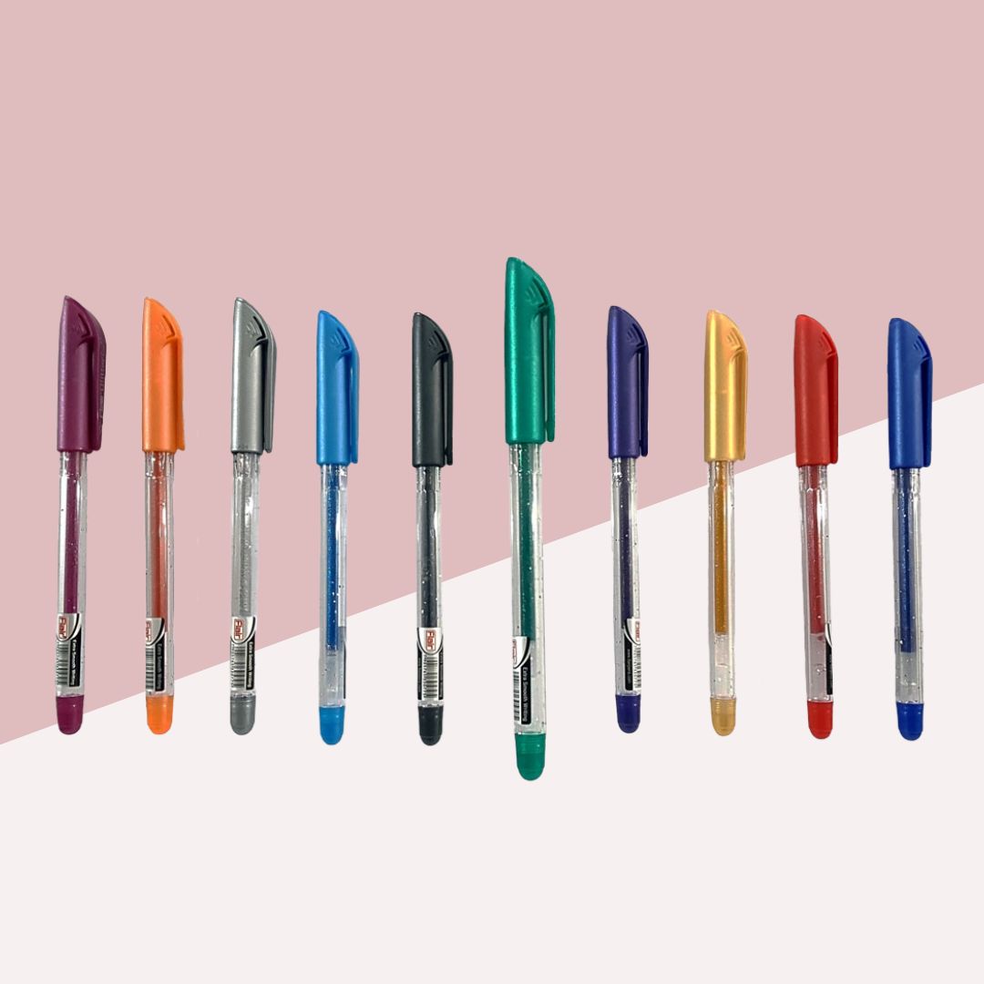 Flair Glitter Xtra Sparkle Gel Pens - Multicolour : Effortlessly Glamorous Writing in School and Office ( Pack of 10 ) - Topperskit LLP