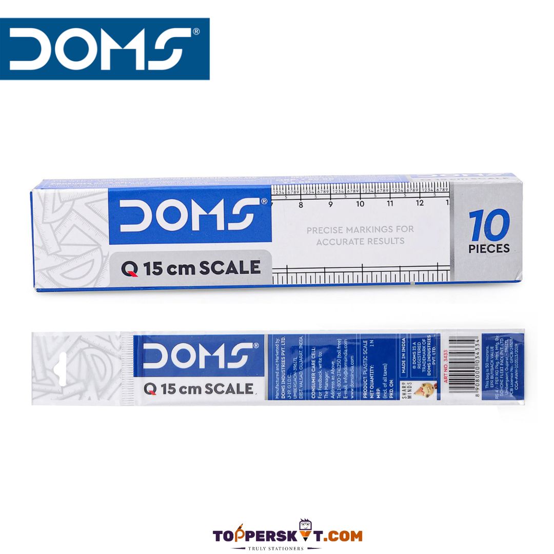 Doms Plastic Ruler - 15 cm: Precision Measuring at Your Fingertips ( Pack Of 1 ) - Topperskit LLP
