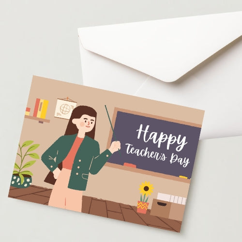 Premium Teacher's Day Greeting Card-300 GSM Cold Pressed Paper With 1 Envelope