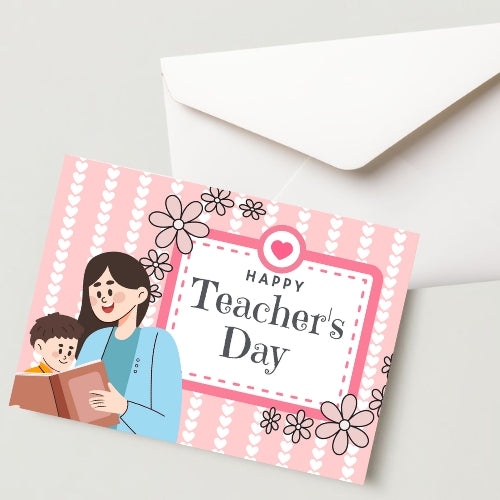 Premium Teacher's Day Greeting Card-300 GSM Cold Pressed Paper With 1 Envelope