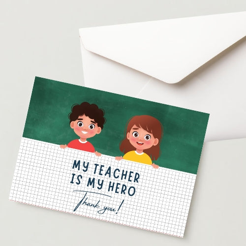 Premium Teacher's Day Greeting Card-300 GSM Cold Pressed Paper With 1 Envelope