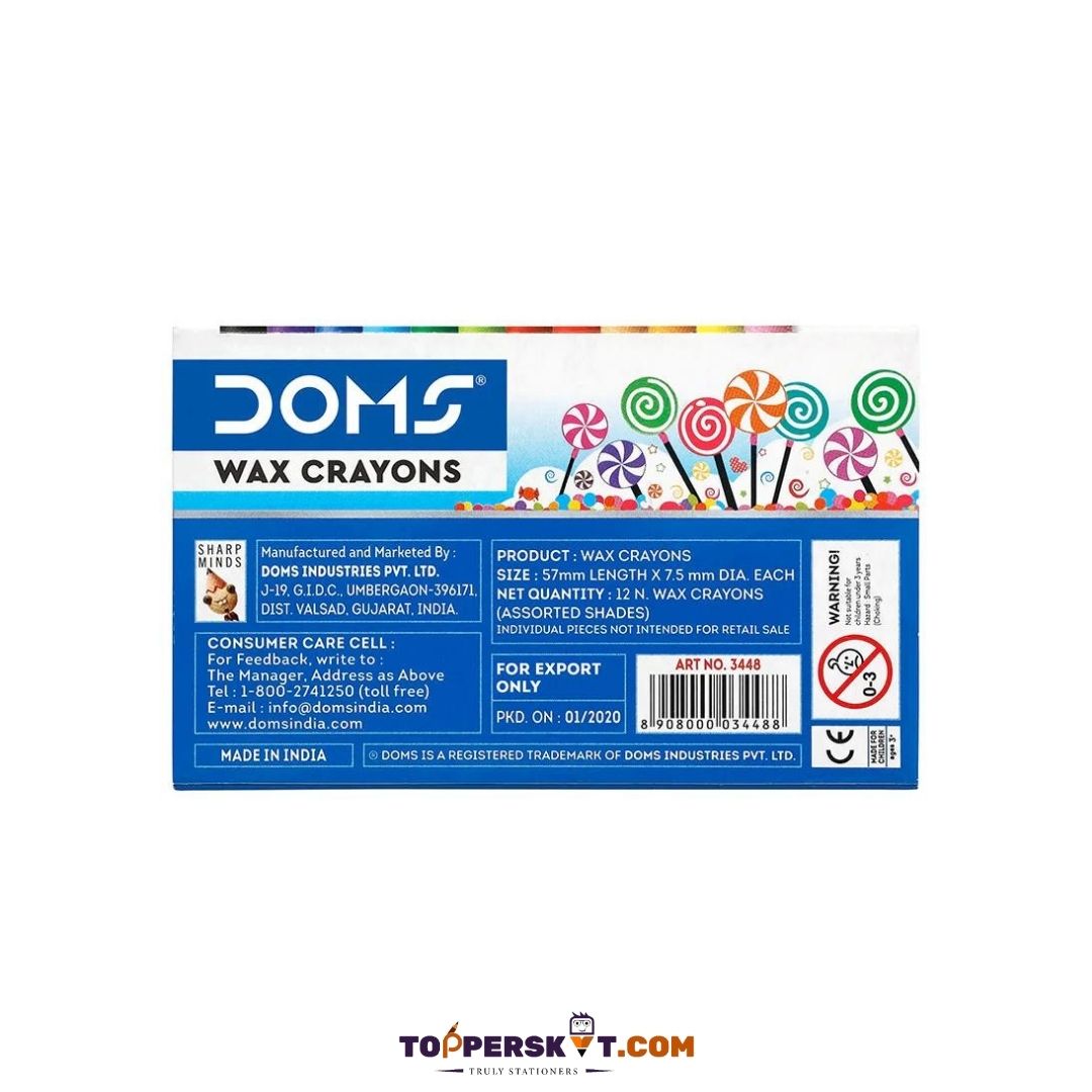 Doms Wax Crayon Small: Vibrant Shades for Creative Expression ( Pack Of 12 ) - Topperskit LLP