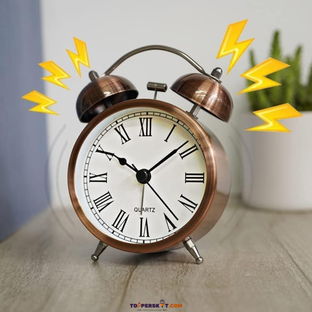 Cute Metal Alarm Clock with Twin Bells for Kids & Students (Pack of 1)