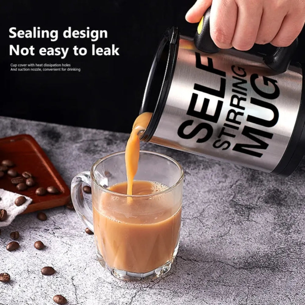 Self-Stirring Mug – Automatic Mixing Mug, Stainless Steel (Pack of 1)