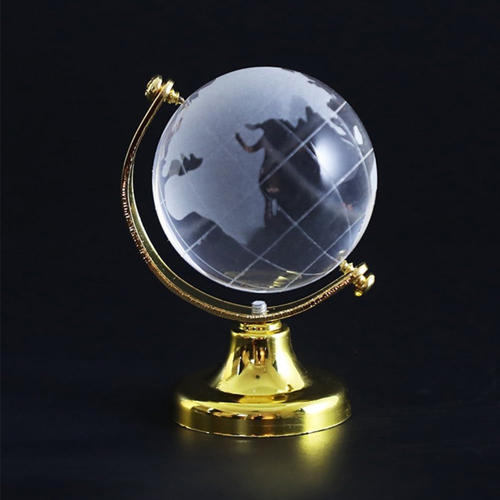 Mini World Globe Crystal Glass -Elegant Desk & Home Décor Showpiece (Pack of 1)