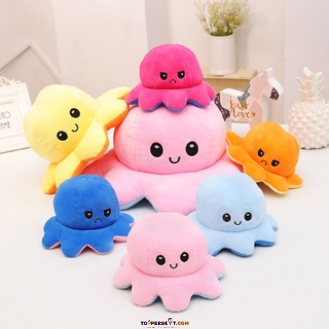 Reversible Flip Octopus Soft Doll – Happy & Angry Mood Soft Toy for Kids (Pack of 2)