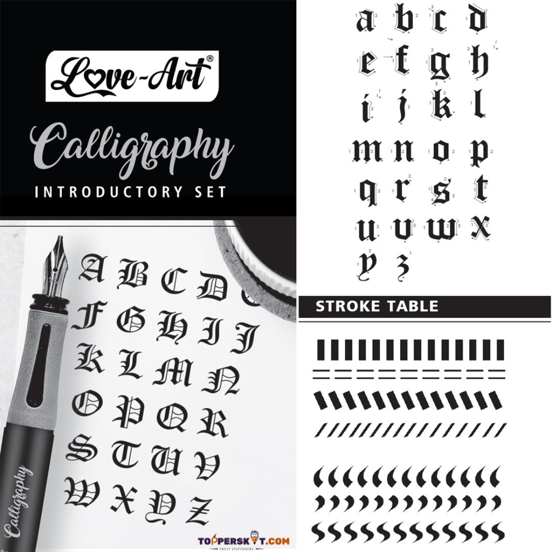 Artline Love Art Calligraphy Introductory Black Pen Set – 3 Nib Widths & 3 Ink Cartridges (Pack of 1)