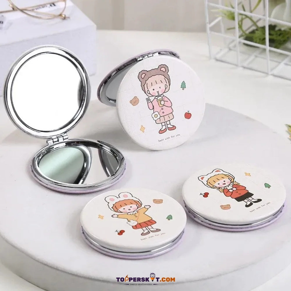 Folding Pocket Size Round Makeup Mirror - Mini Pocket Cosmetic Mirror (Pack of 1)
