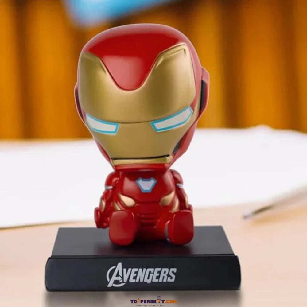 Cartoon Avengers Iron Man Bobble Head – Fun Car Dashboard & Desk Décor (Pack of 1)