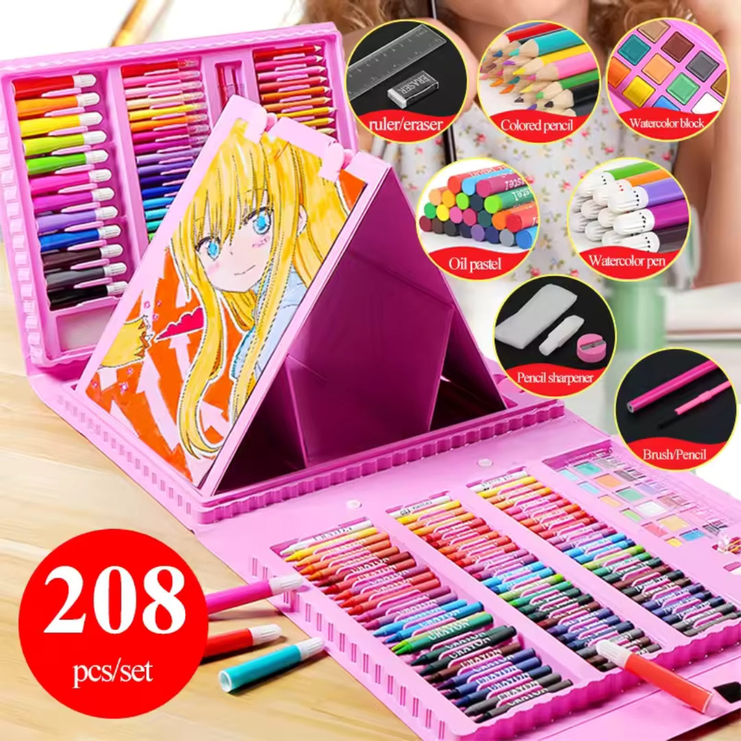 Super Mega Art Set – 208 Pieces Art & Craft Kit with Drawing Board & Organizer (Pack of 1)