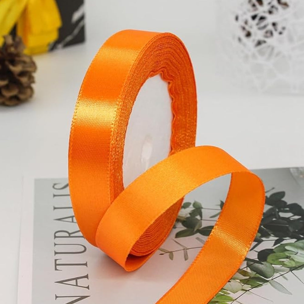 Cloth Ribbon - Orange ( 0.5 inch ) : Perfect for Crafts and Decorations ( Pack of 1 )