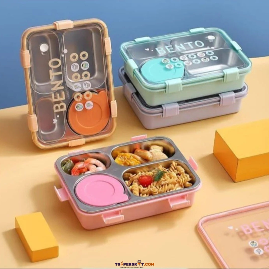 Moon Talk Stainless Steel Lunch Box with Chopstick & Spoon (Pack of 1)