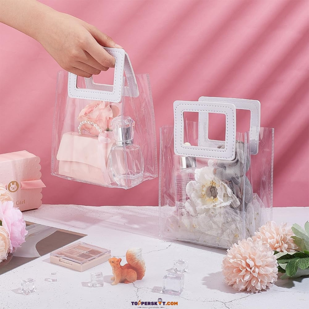 Transparent Clear Gift Bag with Handle – Reusable PVC Gift Wrap Bag (Pack of 1)