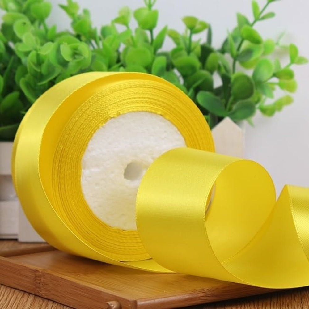 Cloth Ribbon - Yellow ( 1 inch ) : Perfect for Crafts and Decorations ( Pack of 1 )