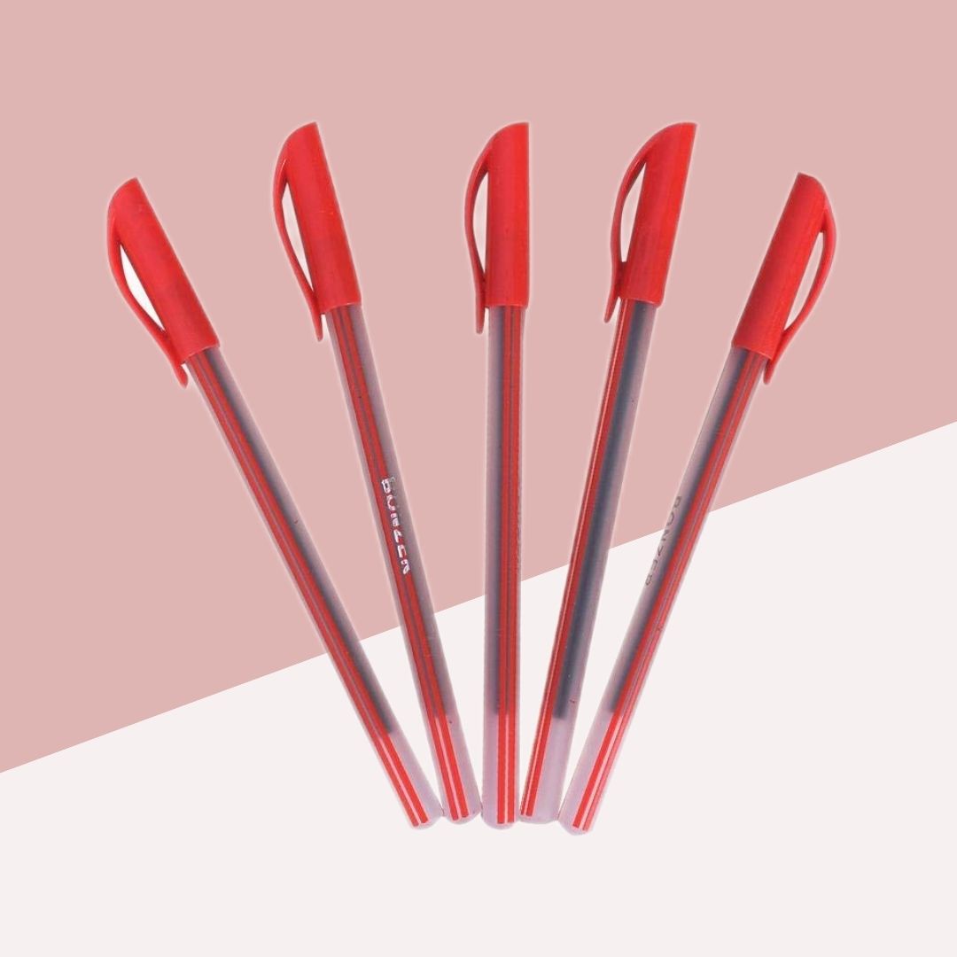 Use & Throw Ball Pen – Red: Convenience in Every Stroke ( Pack of 5 ) - Topperskit LLP