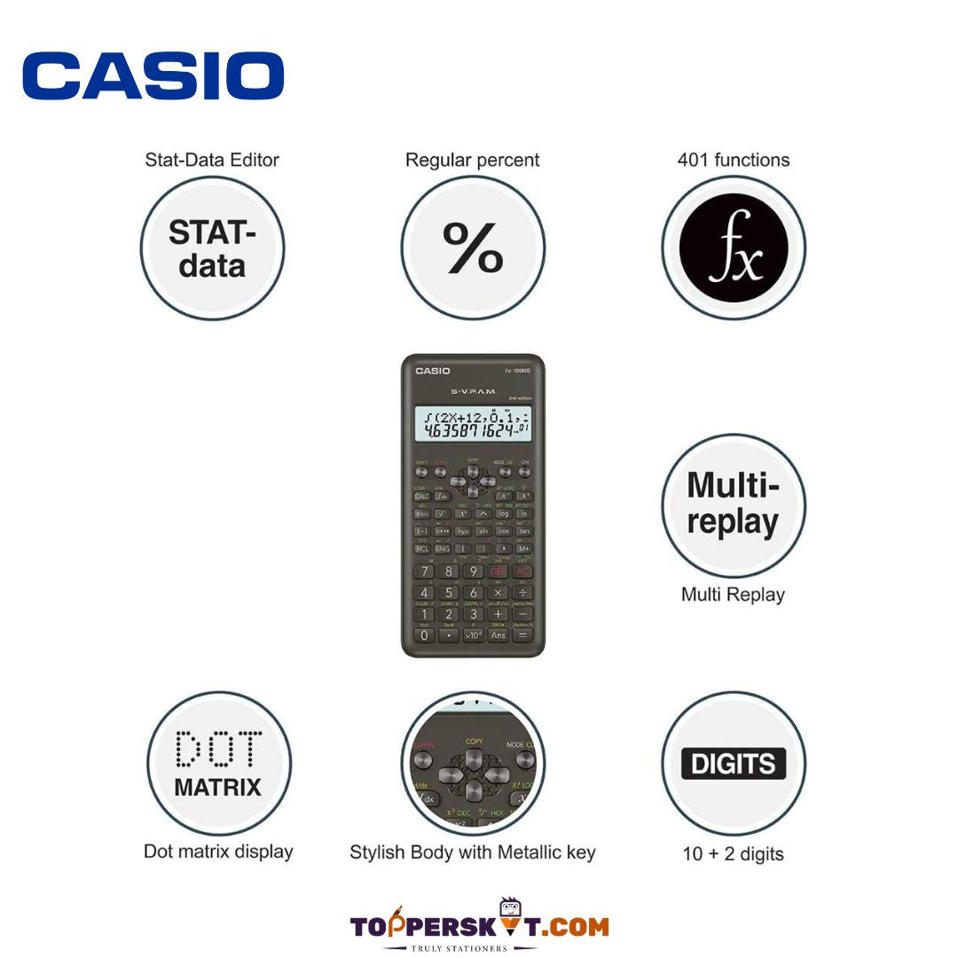 Casio FX100MS Scientific Calculator - Advanced Functions, Portable Precision ( Pack of 1 ) - Topperskit LLP