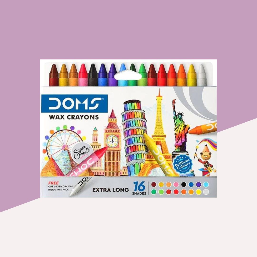 Doms Extra Long Crayons - 16 Shades: Intricate Artistry ( Pack Of 1 ) - Topperskit LLP