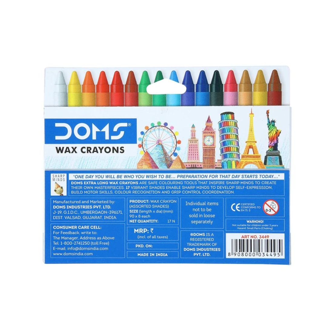 Doms Extra Long Crayons - 16 Shades: Intricate Artistry ( Pack Of 1 ) - Topperskit LLP