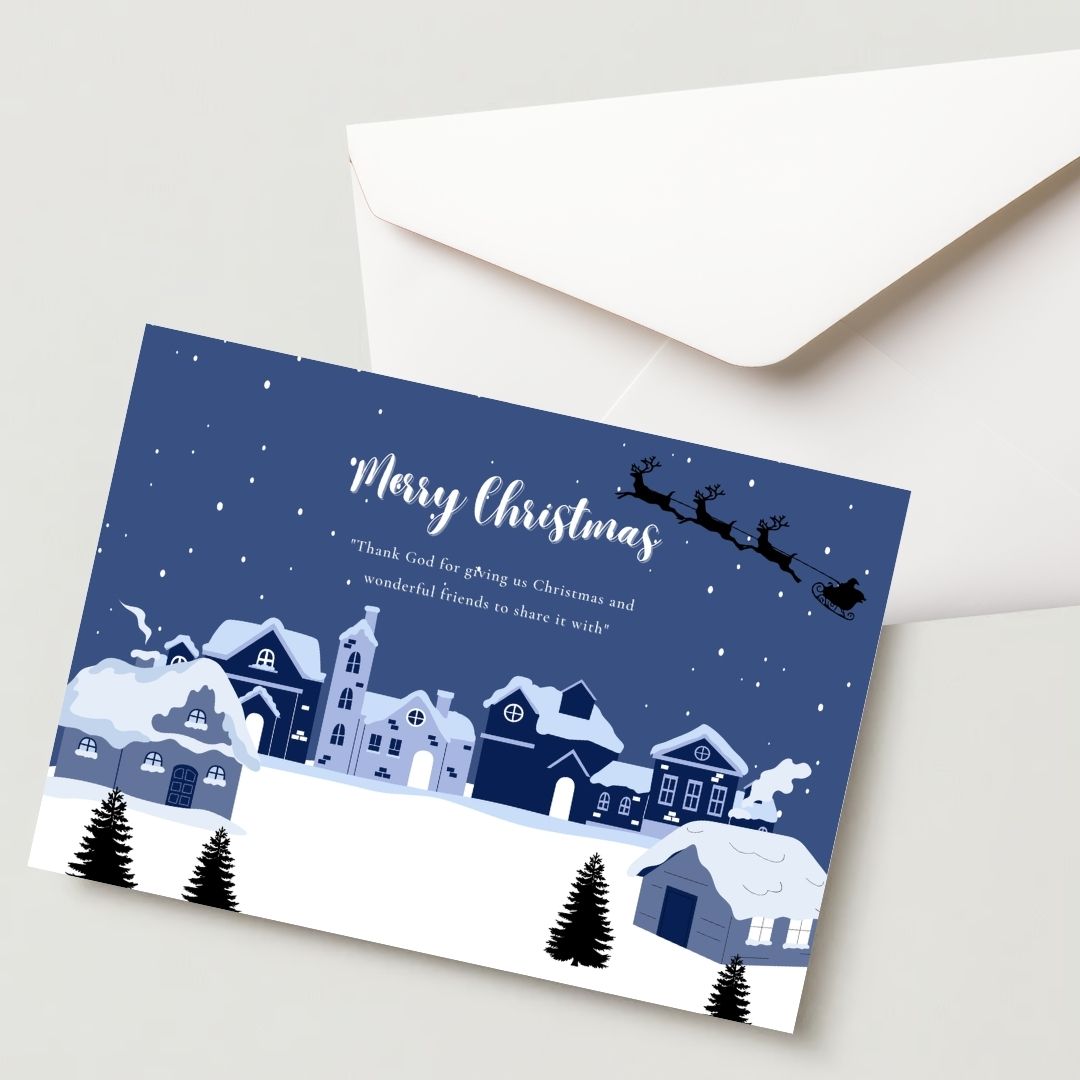 Christmas Greeting Card- 300 GSM Paper with Envelope (Pack of 1)