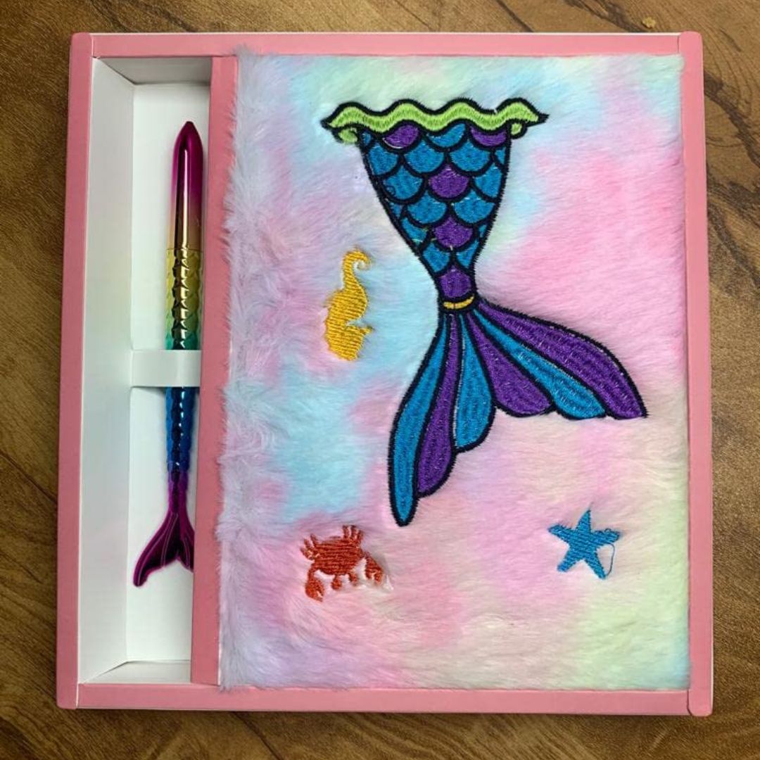 A5 Mermaid Fur Diary With Pen Set : Mermaid Dreams ( Pack of 1 ) - Topperskit LLP