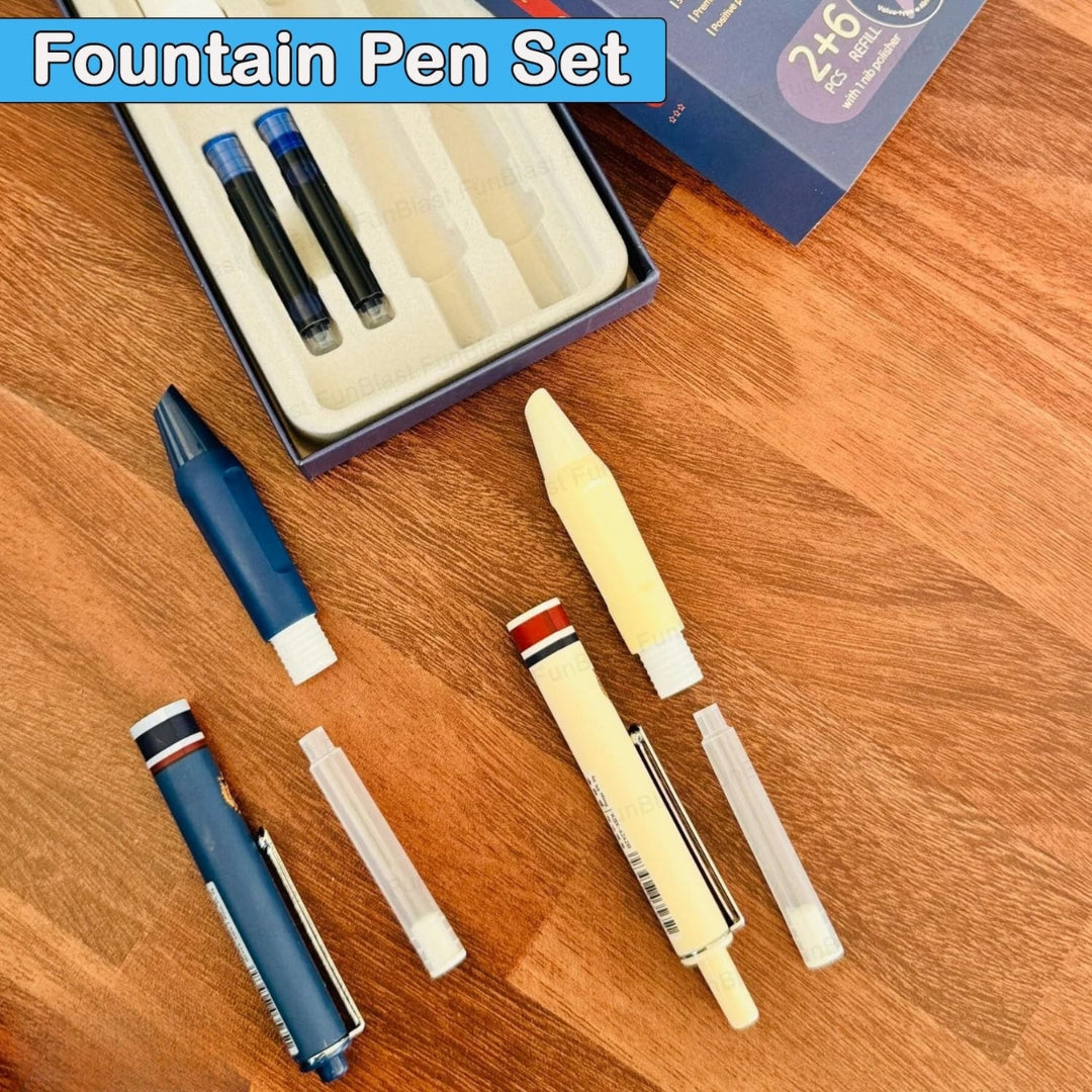 Oxford Cambridge Click Fountain Pen Set – British Style (Set of 2 Pens)