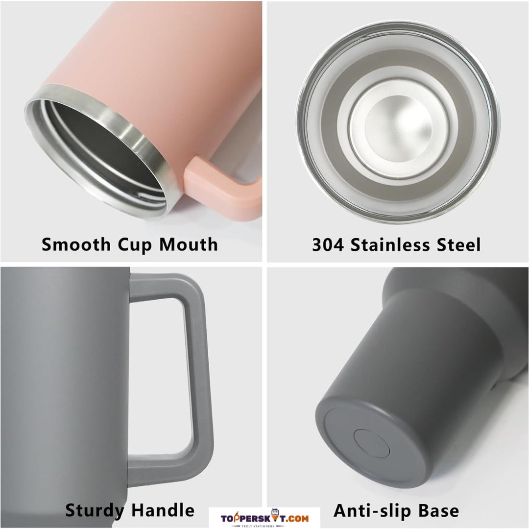Stainless Steel Tumbler with Handle & Straw - 1200ml Water Bottle (Pack of 1)