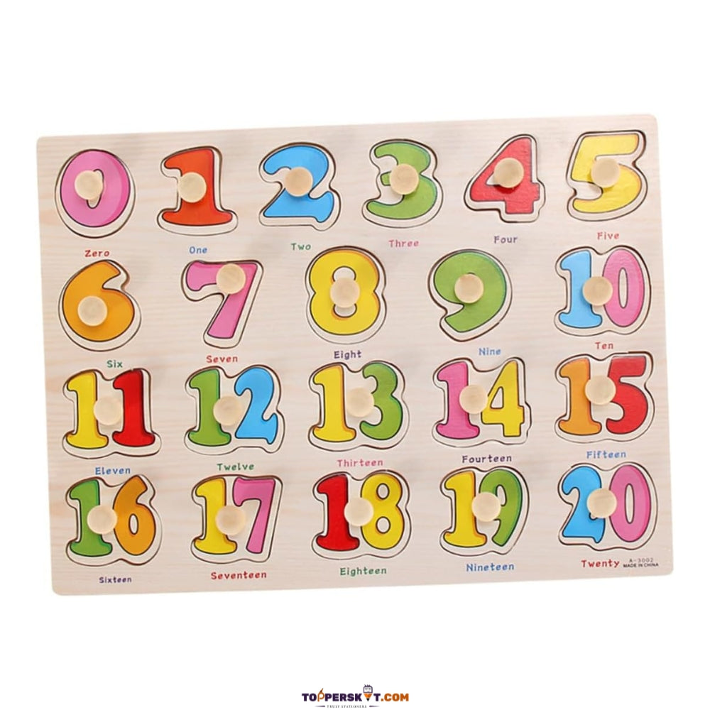 Premium Wooden Numbers Puzzle Board Toy (0-20) – Learning Toy (Pack of 1)