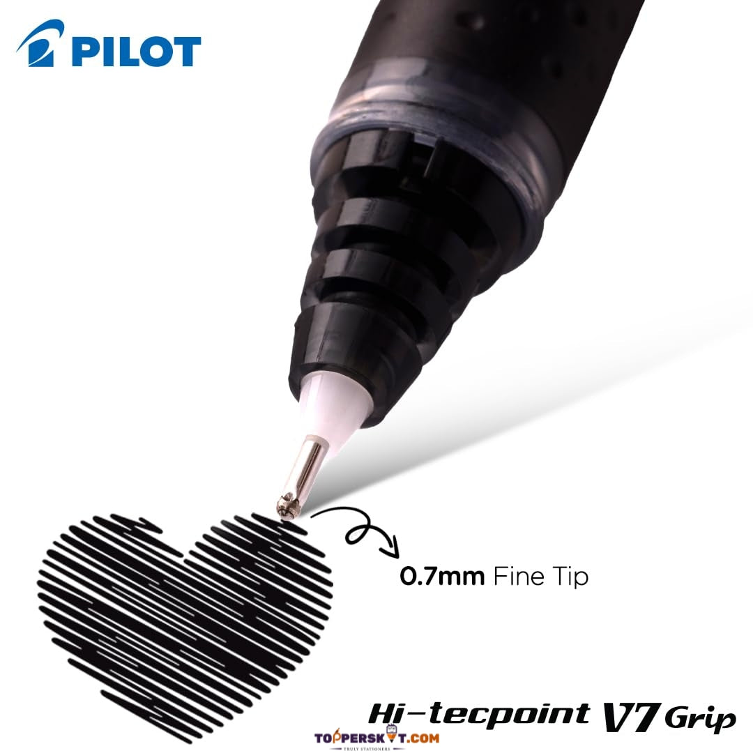 Pilot Hi-Tecpoint V7 Grip Pen Black – Precise Writing with Comfortable Grip (Pack of 1)