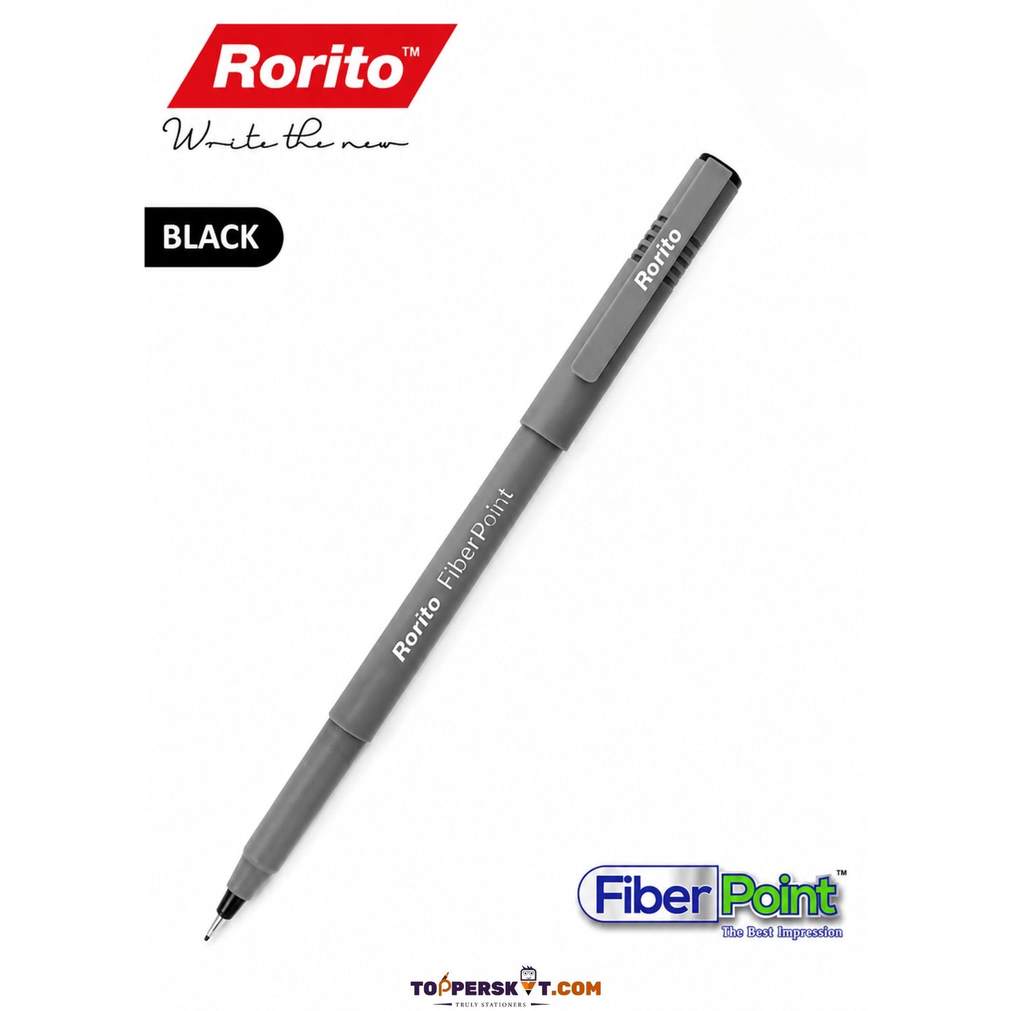 Rorito Fiber Point Gel Pen – Black ( Pack of 1 )
