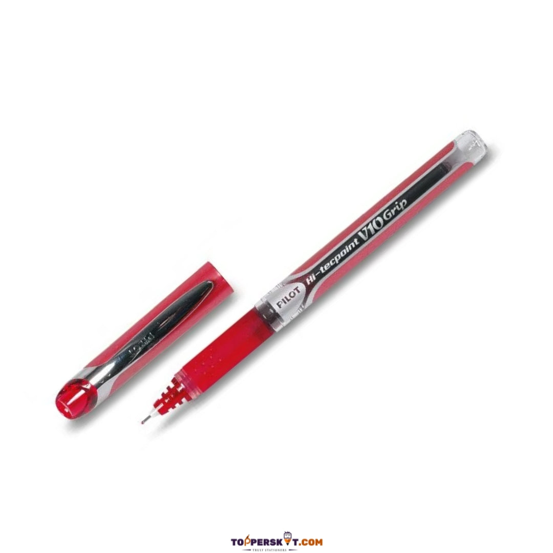 Pilot Hi-Tecpoint V10 Grip Roller Ball Pen – 1.0mm Medium Tip Red Ink (Pack of 1)