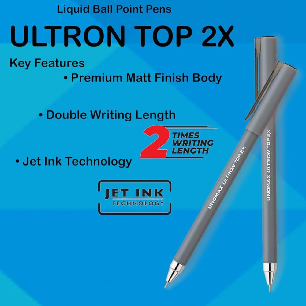 Unomax Ultron Top 2X 0.7mm Tip Ball Pen - Black Ink (Pack of 1)