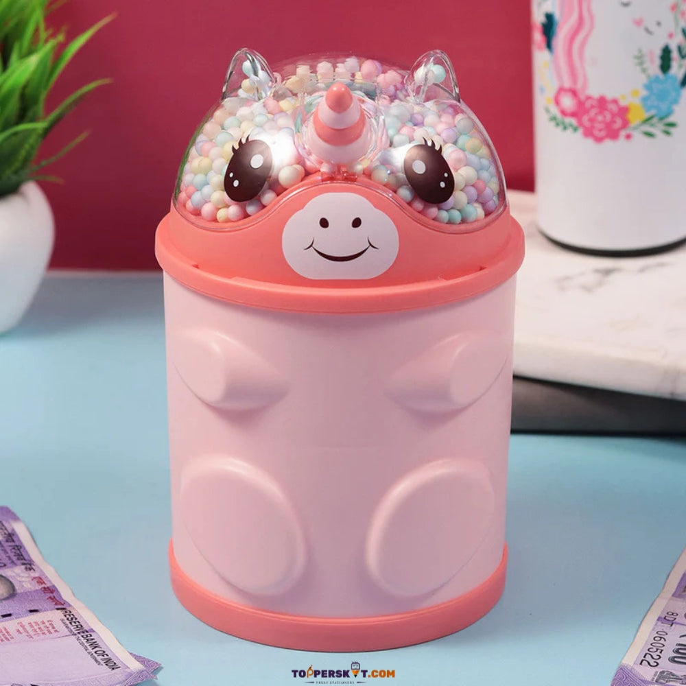 Unicorn Design Plastic Piggy Bank-Password Protected (Pack of 1)