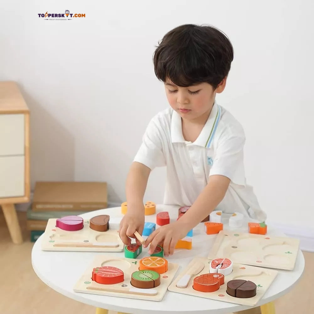 Wooden Fruit Cutting Set with Writing Board – Fun & Toy for Kids (Pack of 1)