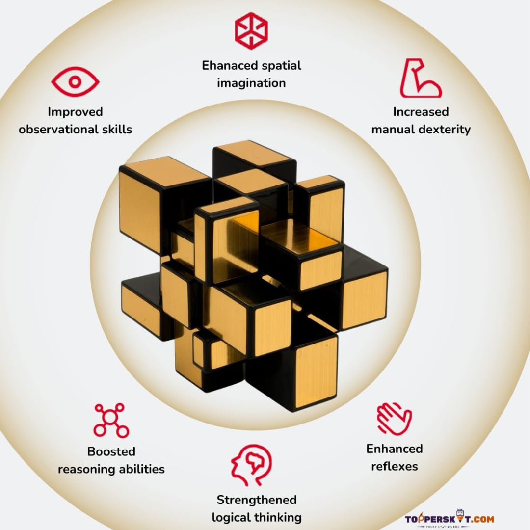 Golden Mirror Cube Puzzle Game - Brain Teasing Speed Cube for Kids (Pack of 1)
