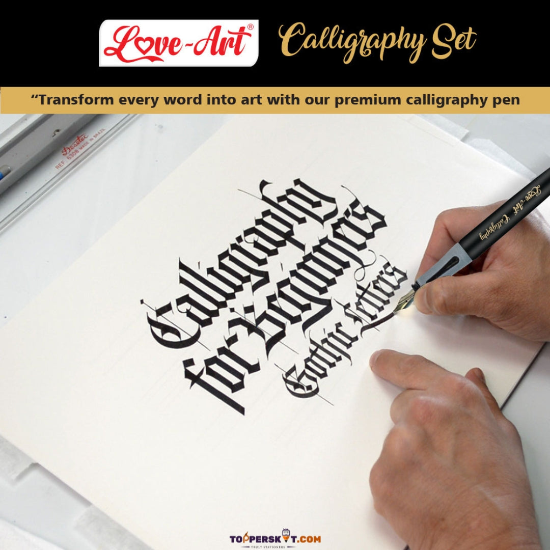 Artline Love Art Calligraphy Introductory Black Pen Set – 3 Nib Widths & 3 Ink Cartridges (Pack of 1)