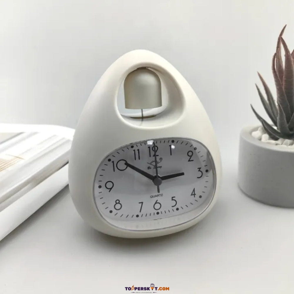 Single Bell Alarm Clock – Egg-Shaped Cute Bedside Belling Clock (Pack of 1)