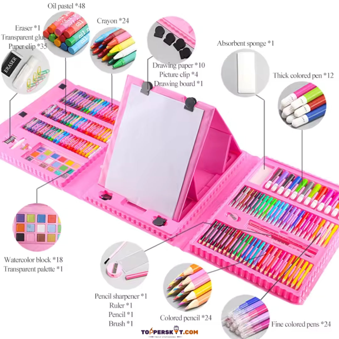 Super Mega Art Set – 208 Pieces Art & Craft Kit with Drawing Board & Organizer (Pack of 1)