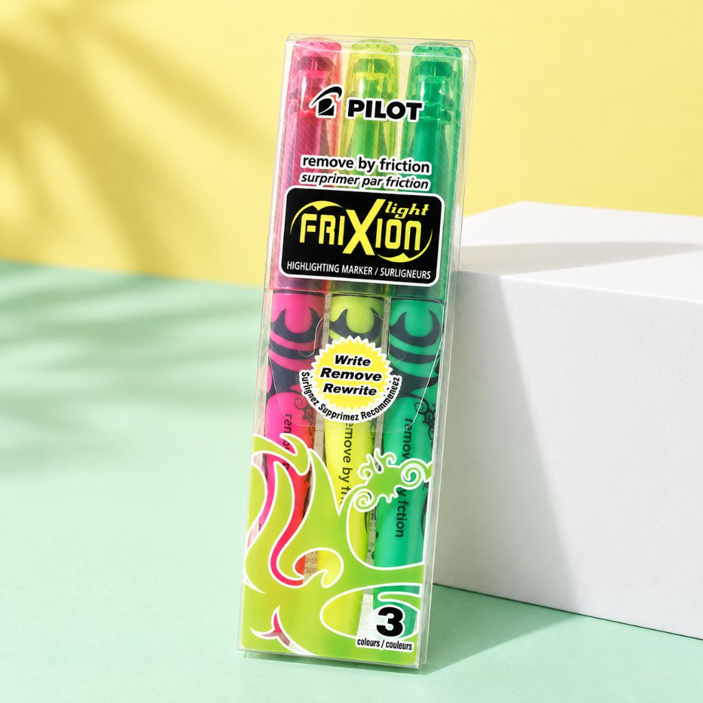 Pilot Frixion Highlighter Marking Pen – Write, Remove & Rewrite (Pack of 3)