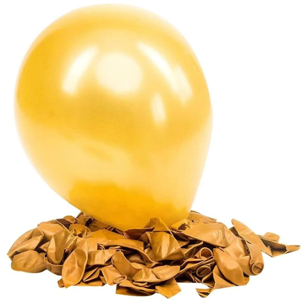 Party Balloons - Golden Metallic, Made from Natural Rubber Latex (Pack of 50)