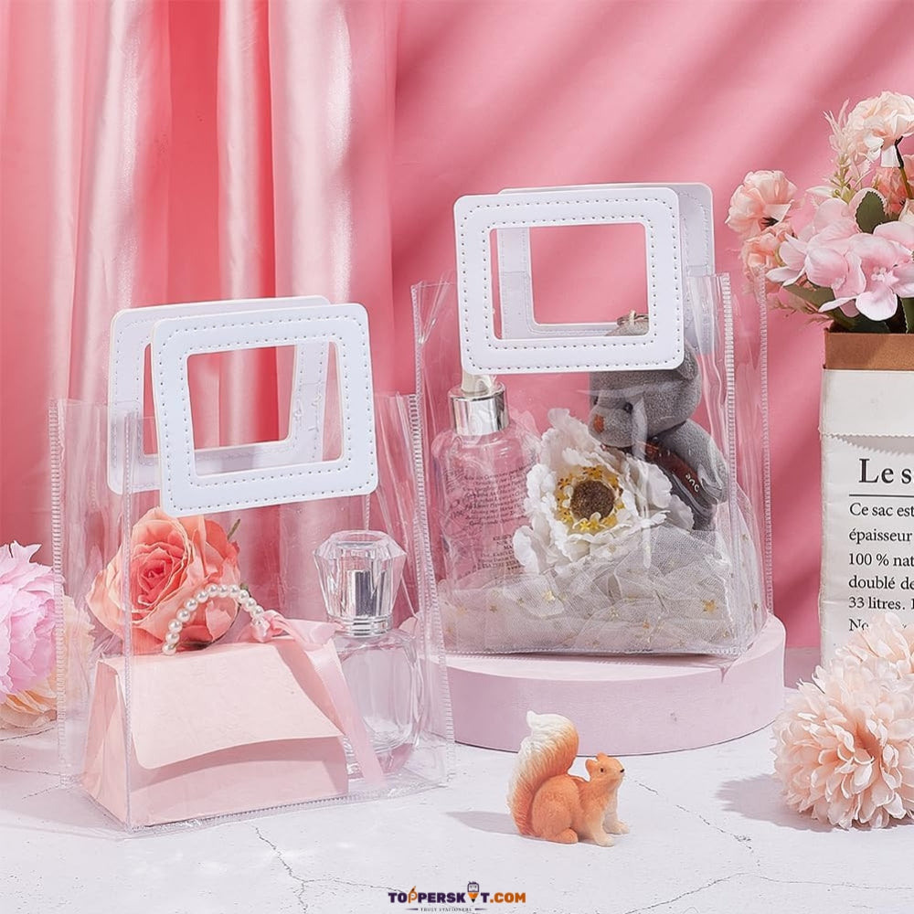 Transparent Clear Gift Bag with Handle – Reusable PVC Gift Wrap Bag (Pack of 1)