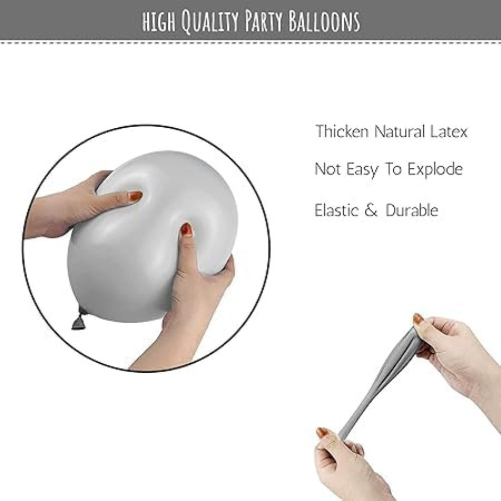 Party Balloons - Metallic Grey, Made from Natural Rubber Latex (Pack of 50)