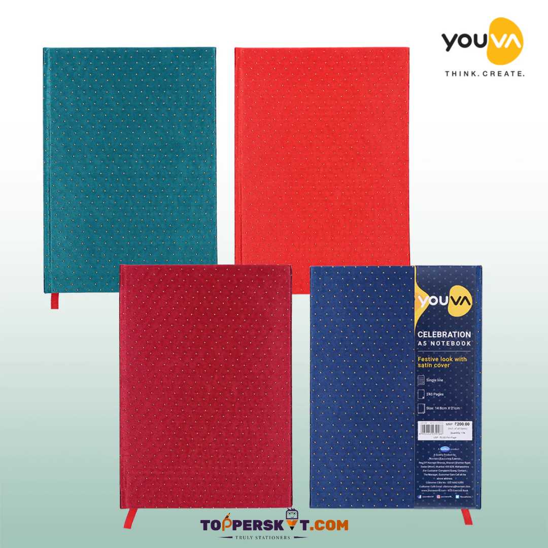 Youva Celebration A5 Notebook - Vibrant Design, Ruled Pages (pack of 1)