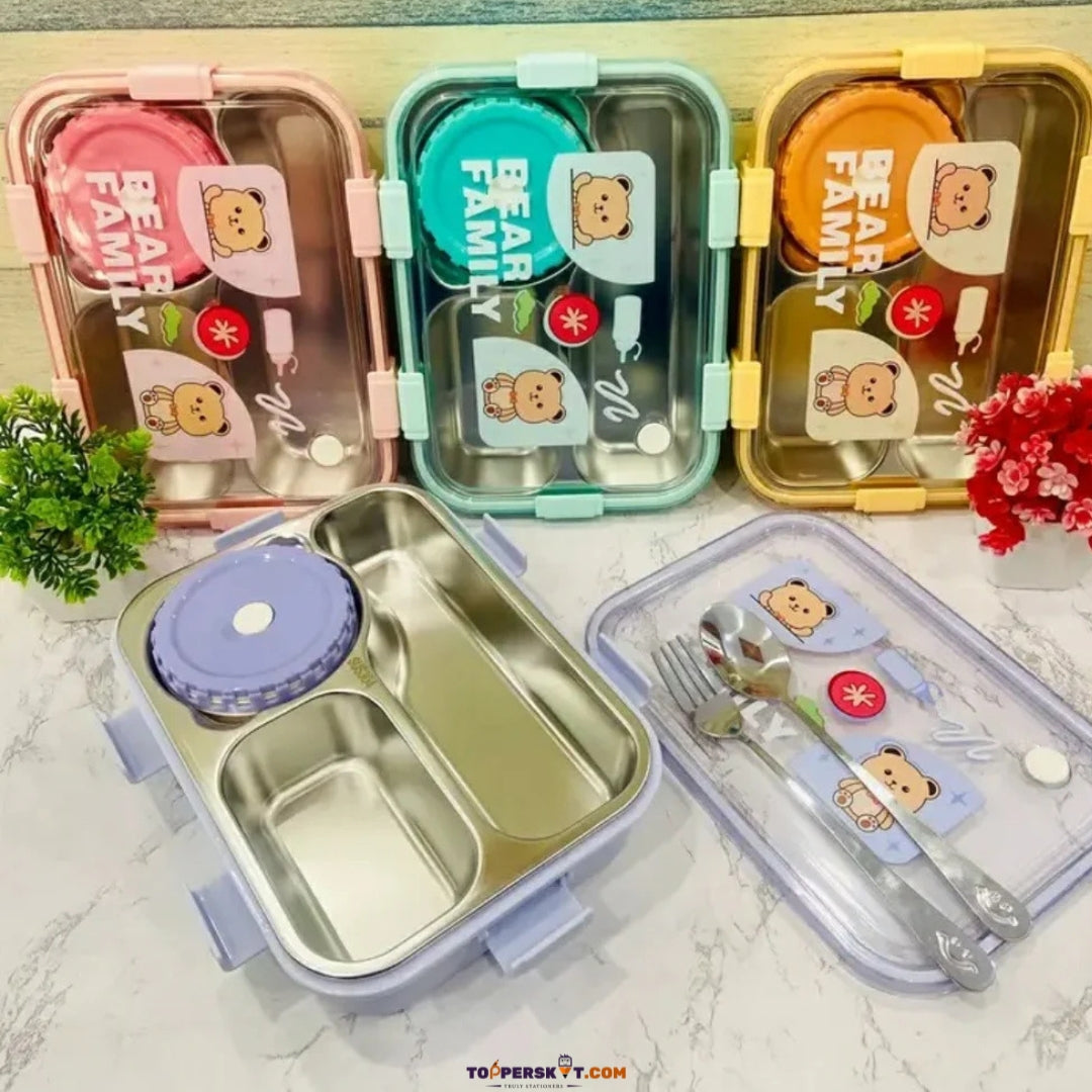 Moon Talk Stainless Steel Lunch Box with Chopstick & Spoon (Pack of 1)