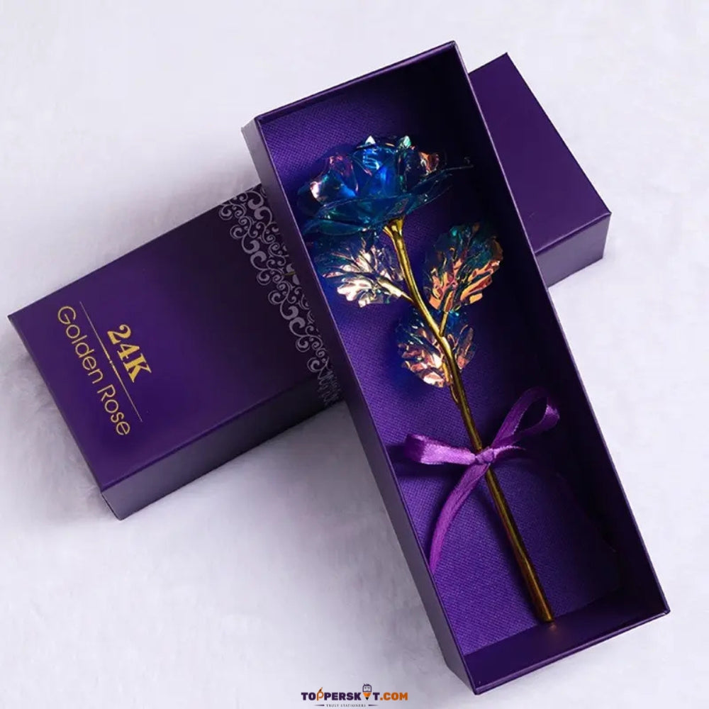 Foil Rose Artificial Flower with Hard Cardboard Box -Valentine’s Gift (Pack of 1)