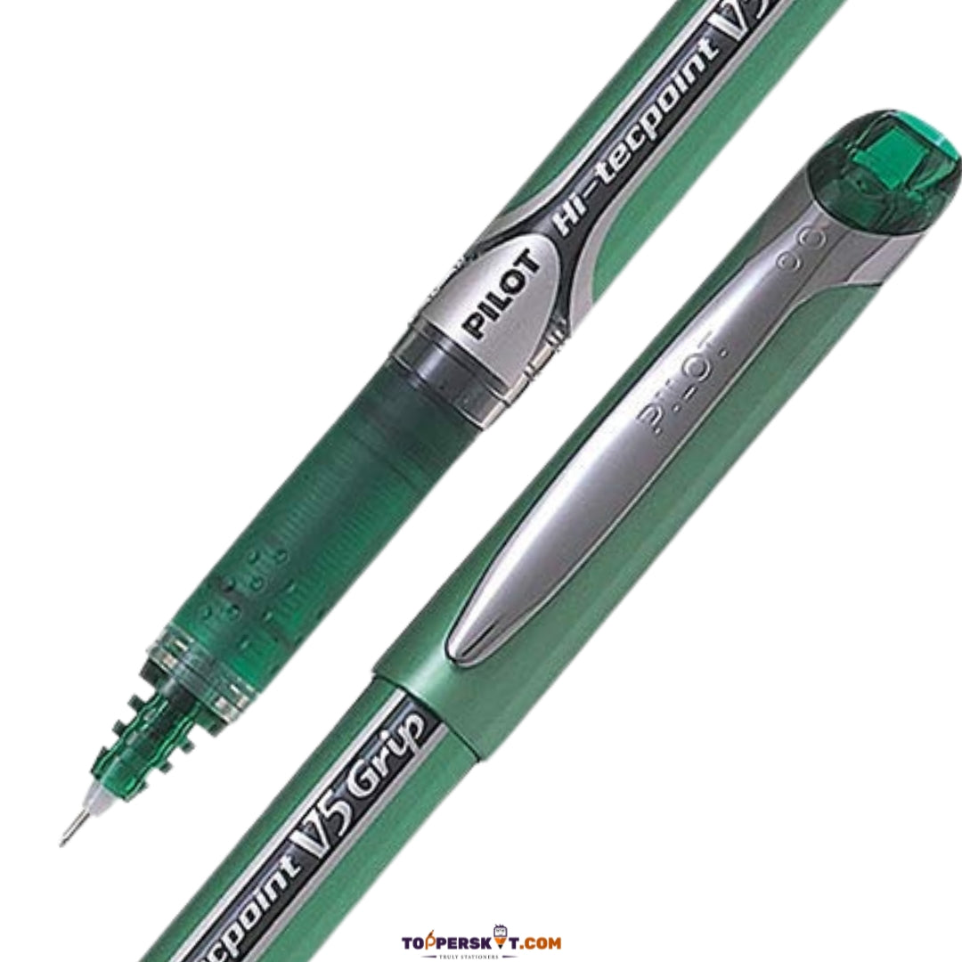 Pilot Hi-Tecpoint V5 Grip Roller Ball Pen - 0.5mm Extra Fine-Green (Pack of 1)