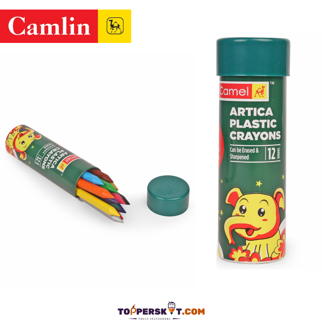 Camel Artica Plastic Crayons - Big, Vibrant, and Child-Safe Shades ( Pack Of 12 ) - Topperskit LLP