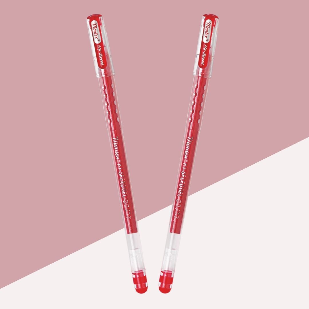 Montex Hy-Speed Sparkle Pens in Red : Sparkling Magic for School and Creative Pursuits ( Set of 2 ) - Topperskit LLP