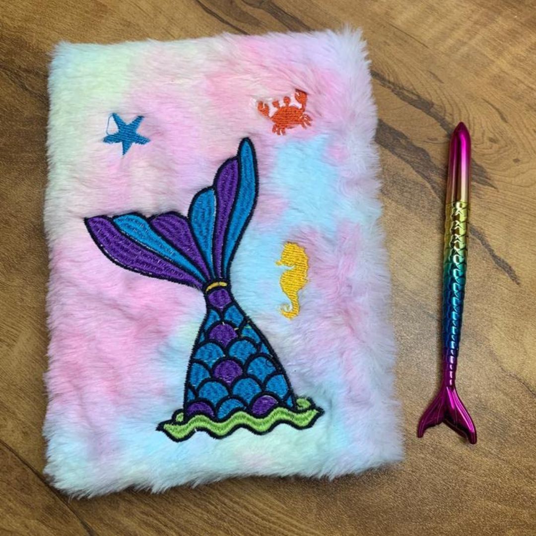 A5 Mermaid Fur Diary With Pen Set : Mermaid Dreams ( Pack of 1 ) - Topperskit LLP