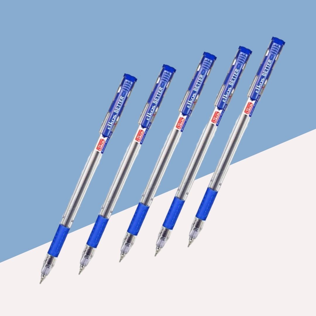 Elkos Better Ball Pen – Blue : Experience Elegance and Ultra-Soft Writing ( Pack of 5 ) - Topperskit LLP